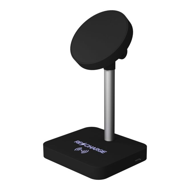 Kundengeschenk Wireless Charger SCX.design W22 – schwarz – mit Logo bedruckt 15W/5W induktiv USB-C für das Mitarbeiter-Onboarding
