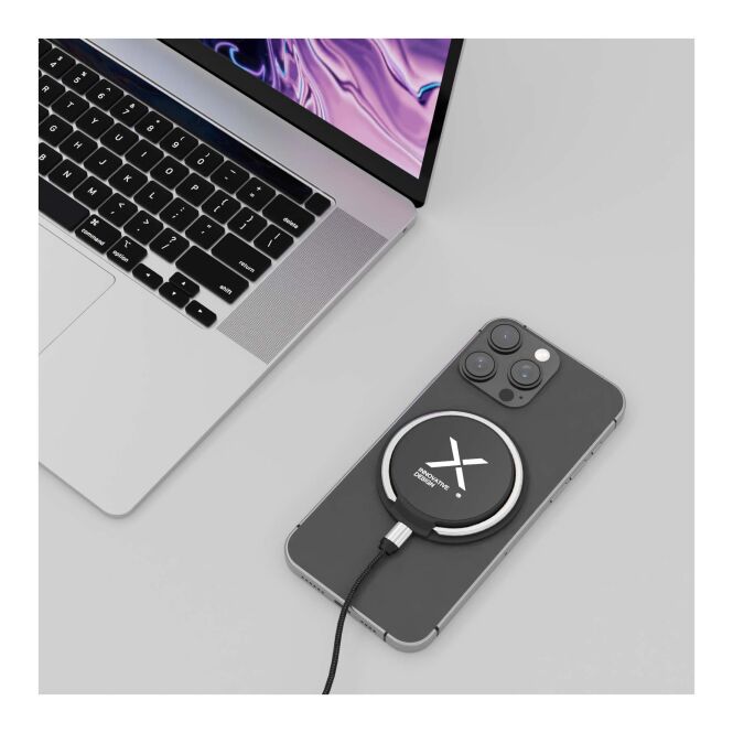 Premium-Werbeartikel SCX.design W35 15W MagSafe Wireless Charger – schwarz – lasergraviert nachhaltig für das Homeoffice