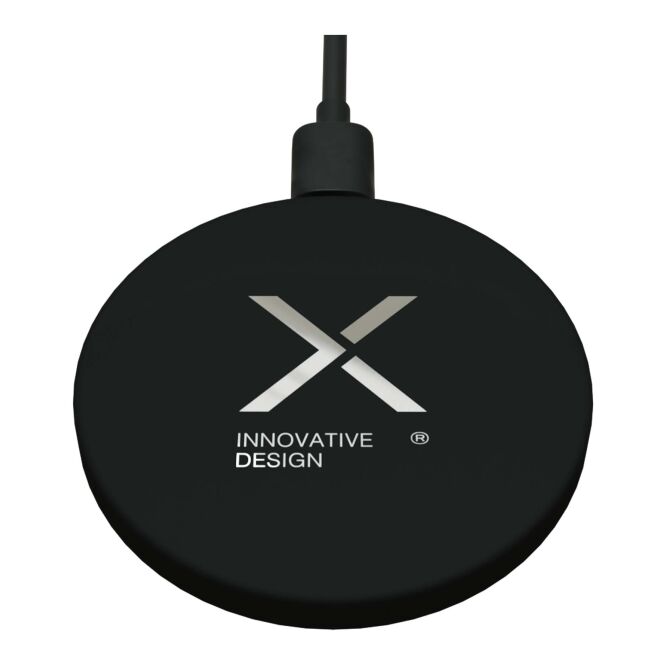 Kundengeschenk Wireless Charger SCX.design W37 – schwarz – mit Gravur 15W Induktiv MagSafe-kompatibel nachhaltiges Öko-Tech für das Homeoffice