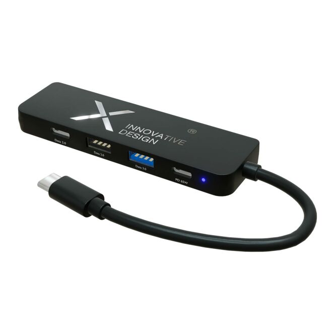 Mitarbeitergeschenk 5-in-1 USB-Hub SCX.design H17 – schwarz – mit Logo bedruckt 48h Express-Druck mit 4K-HDMI für die Büroausstattung