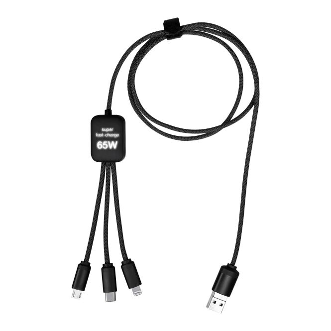 Werbeartikel 5-in-1 Ladekabel SCX.design C35 – schwarz – mit Logo bedruckt, 65W, USB-C, recycelt, für den Büroalltag