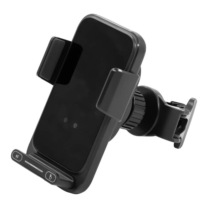 Mitarbeitergeschenk KFZ-Handyhalterung SCX.design V41 – schwarz – mit 48h Express-Druck 15W Qi-Ladefunktion für sichere Navigation