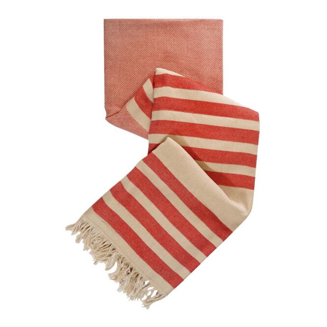 Werbeartikel Citizen Green Azov Fouta – rot – mit Logo bedruckt, nachhaltiges 100x160cm Handtuch für Outdoor-Events