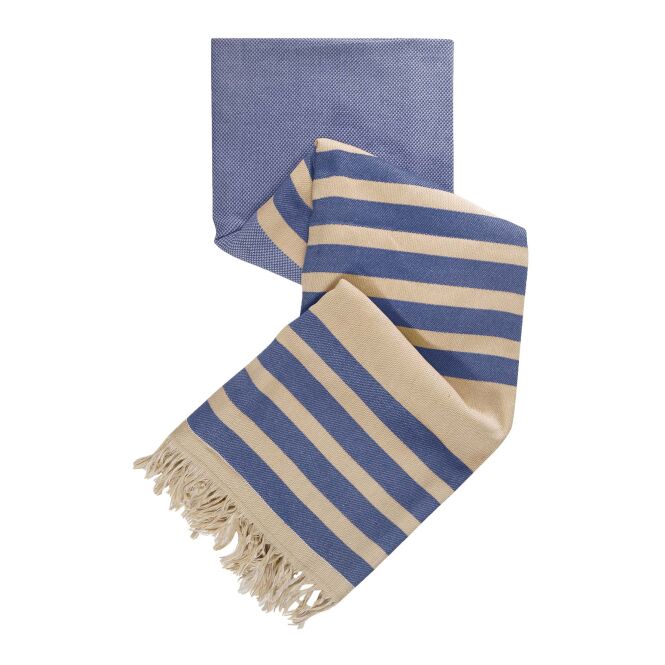 Sommer-Werbemittel Fouta Citizen Green Azov – blau – mit Logo bedruckt 100 x 160 cm nachhaltig für Strand-Promotions