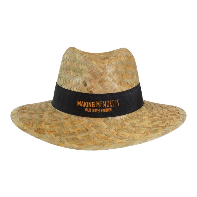 Mitarbeitergeschenk Panamahut Citizen Green Bonnie – schwarz – mit 48h Express-Logodruck 100% Stroh aus Europa nachhaltiges Accessoire