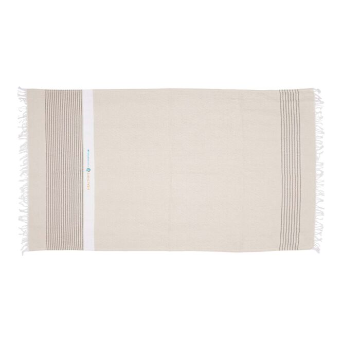 Premium-Werbeartikel Strandtuch Citizen Green Seabeach 100x180cm – beige – mit Logo bedruckt nachhaltig für Outdoor-Events