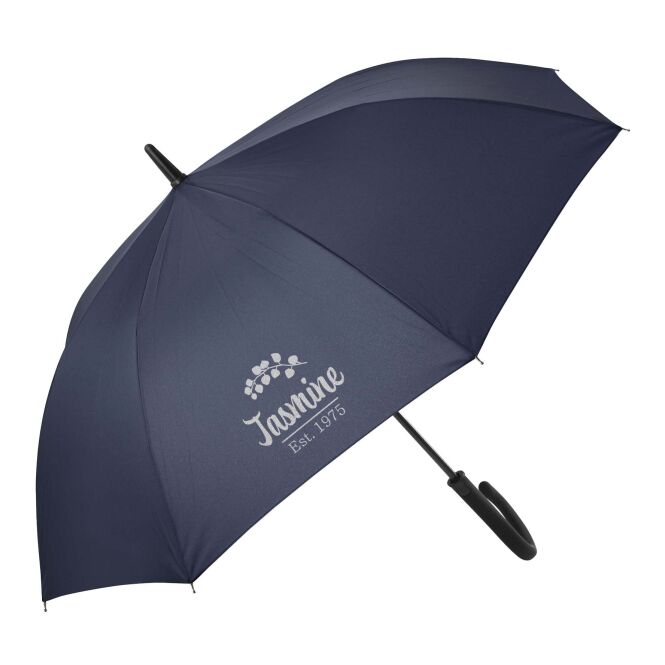 Firmengeschenk Automatikschirm Citizen Green Elegant – navy – mit individuellem Logodruck sturmfest Ø 110 cm für Golf-Events