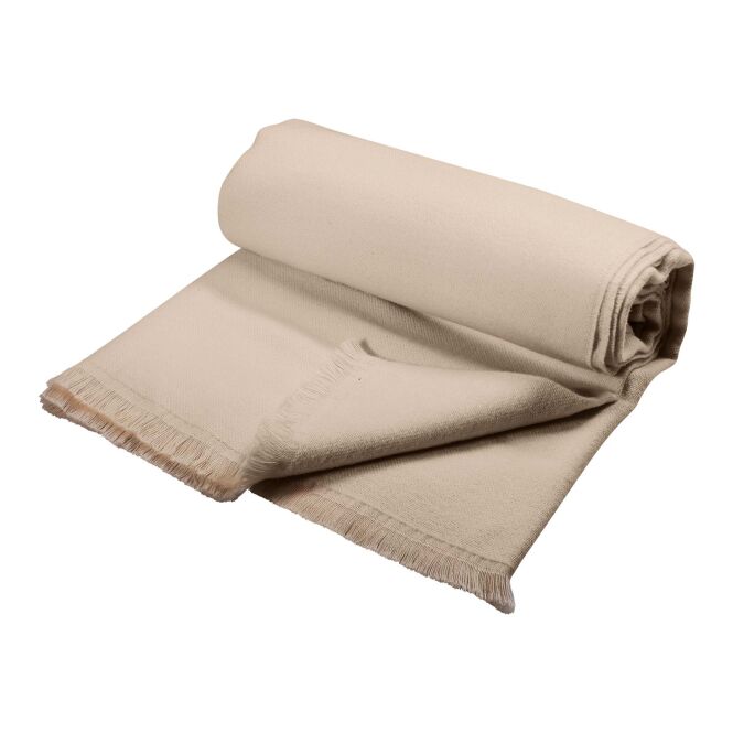 Kundengeschenk Decke Axel Bio-Baumwolle – beige – mit Logo bedruckt 48h Express-Druck 130x140cm nachhaltig für Firmen-Events
