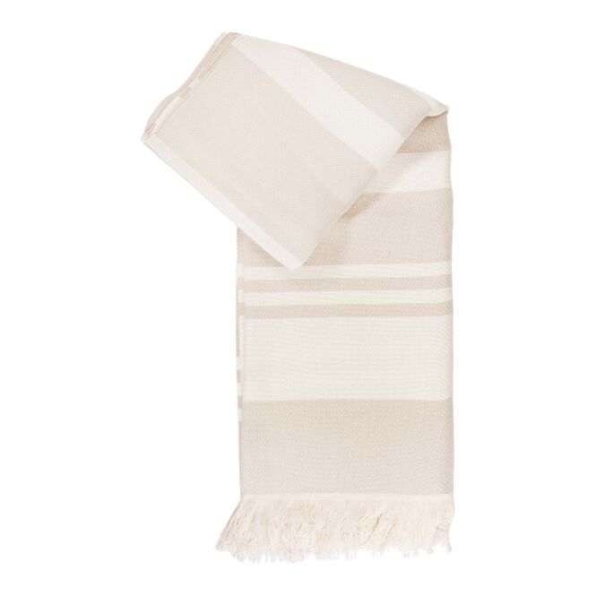 Firmengeschenk Hammam Fouta Citizen Green Axeline – beige – mit Logo bedruckt 48h Express-Druck 100x170cm nachhaltig für Messen & Promotion