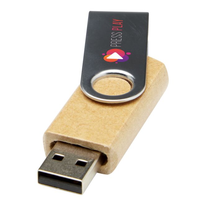 Werbegeschenk USB-Stick Rotate 2.0 – kraftpapier – mit Logo bedruckt nachhaltiger USB-Stick aus recyceltem Papier für IT-Messen