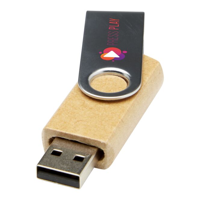 Werbeartikel USB-Stick 2.0 Rotate – kraftpapier – mit Logo bedruckt nachhaltig für IT-Messen und Datenschutz-Kampagnen
