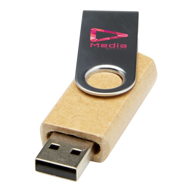 Werbeartikel Rotate USB-Stick 2.0 – kraftpapier – mit Logo bedruckt, nachhaltiger Datenträger aus recyceltem Papier für IT-Messen
