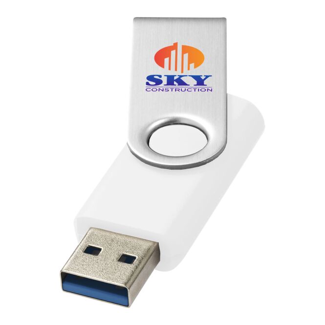 Werbeartikel USB-Stick Rotate-Basic – weiss – mit Logo bedruckt 3.0 für IT-Messen