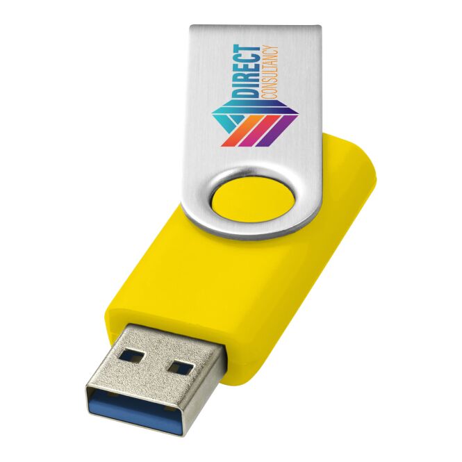 Werbeartikel USB-Stick Rotate-basic – gelb – mit Logo bedruckt USB 3.0 für IT-Messen