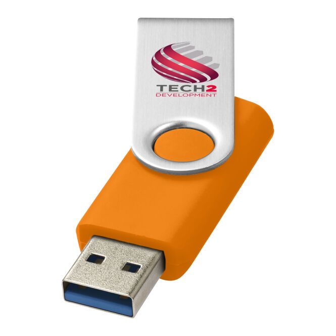 Werbeartikel Rotate-basic USB-Stick 3.0 – orange – mit Logo bedruckt für IT-Messen und Datenschutz-Kampagnen