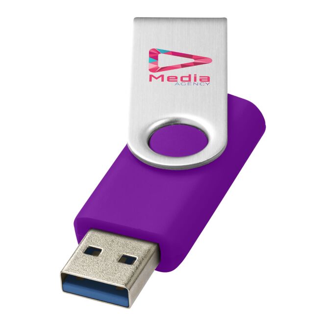 Werbeartikel Rotate-basic USB-Stick 3.0 – lila – mit Logo bedruckt, USB 3.0 Standard, für IT-Messen und als Datenspeicher