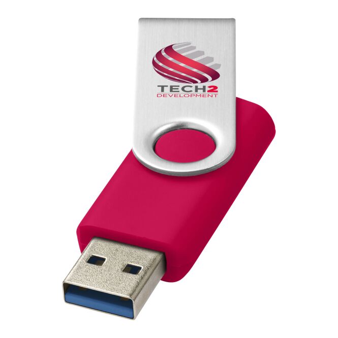 Werbeartikel Rotate-basic USB-Stick 3.0 – magenta – mit Logo bedruckt 3.0 Technik für IT-Messen