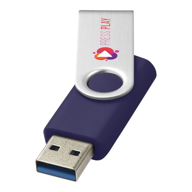 Werbeartikel USB-Stick Rotate-basic – blau – mit Logo bedruckt 3.0 für IT-Messen