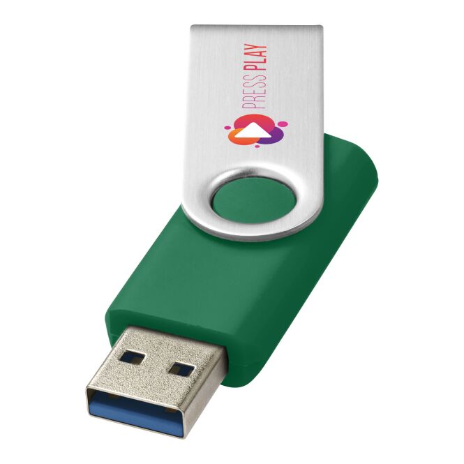 Werbeartikel USB-Stick Rotate-basic – grün – mit Logo bedruckt 3.0 für IT-Messen