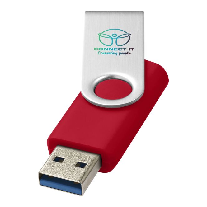 Werbeartikel USB-Stick Rotate-basic – mittelrot – mit Logo bedruckt 3.0 für IT-Messen