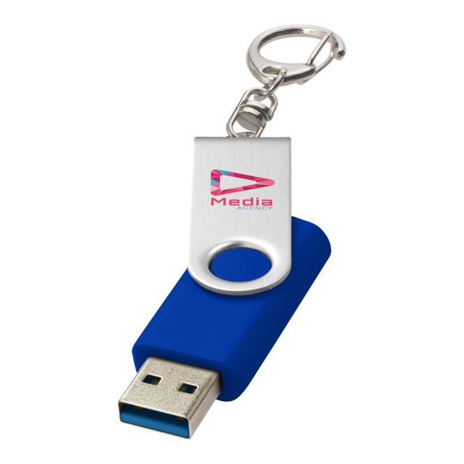 Werbeartikel Rotate USB-Stick 3.0 – royalblau – mit Logo bedruckt für IT-Messen und Datenschutz-Kampagnen