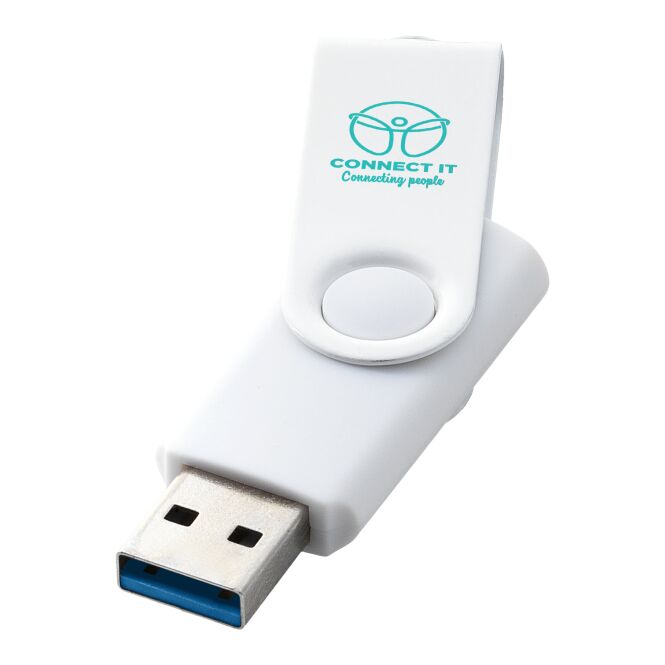 Werbeartikel Rotate USB-Stick 3.0 Metall – weiss – mit Gravur 32 GB USB 3.0 Speicher für IT-Messen und professionelle Datenschutz-Kampagnen