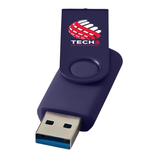 Werbeartikel Rotate USB-Stick 3.0 Metall – blau – mit Gravur für IT-Messen und schnelle Datenübertragung