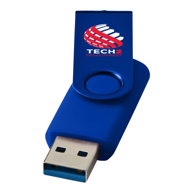 Werbeartikel Rotate USB-Stick 3.0 Metall – royalblau – mit Gravur 32 GB USB 3.0 für IT-Messen