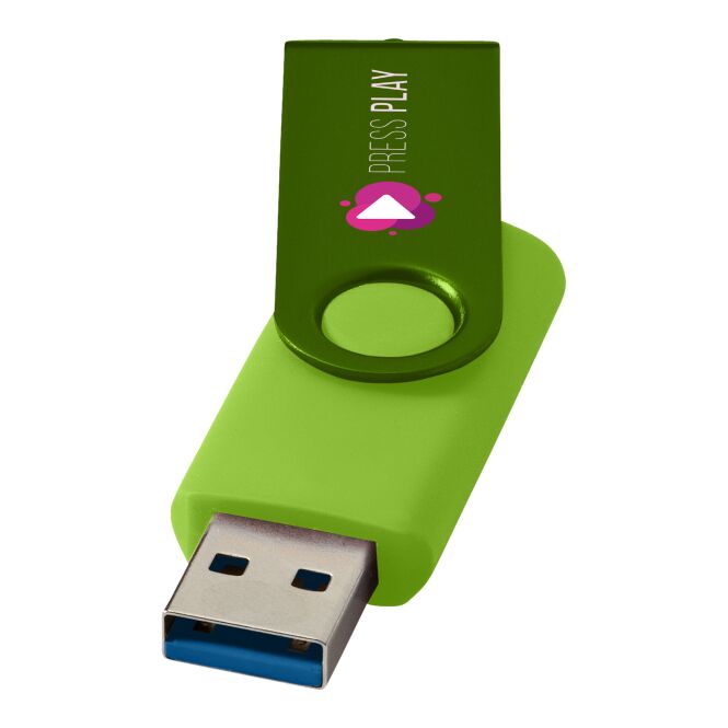 Büro-Werbemittel Rotate USB-Stick 3.0 Metall – limone – mit Logo bedruckt als schneller Datenträger für das moderne Homeoffice