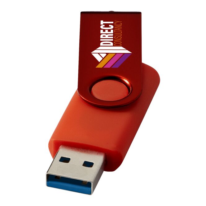 Werbeartikel Rotate USB-Stick 3.0 – hellrot – mit Logo bedruckt 32 GB für IT-Messen