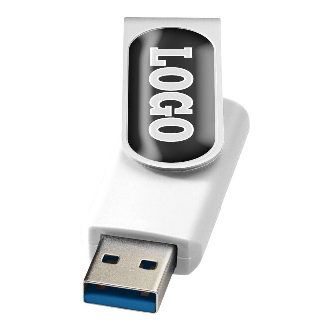 Werbeartikel Rotate USB-Stick 3.0 – weiss – mit Logo bedruckt für IT-Messen