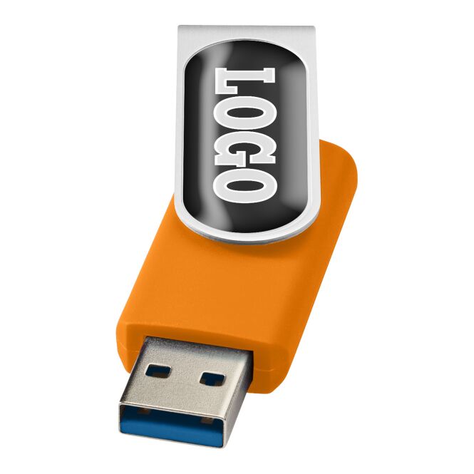 Werbeartikel Rotate USB-Stick 3.0 – orange – mit Logo bedruckt für IT-Messen und schnelle Datenübertragung im Büroalltag