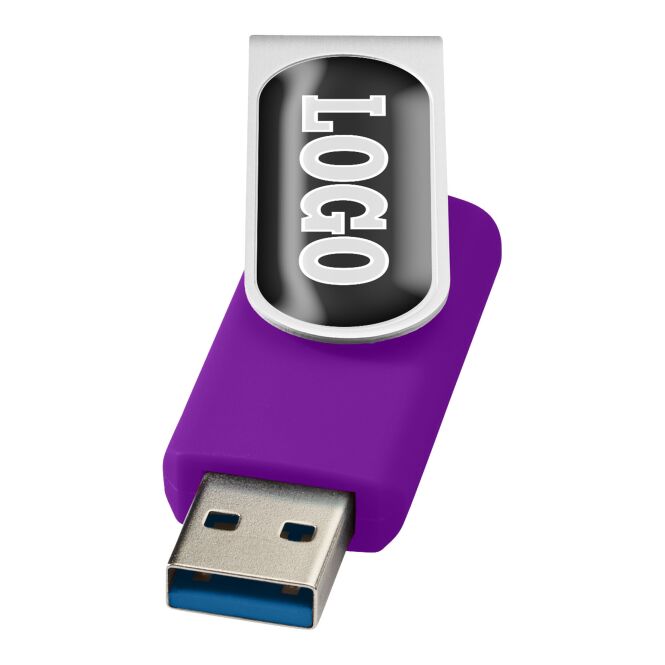 Werbeartikel USB-Stick Rotate USB 3.0 – lila – mit Logo bedruckt für IT-Messen