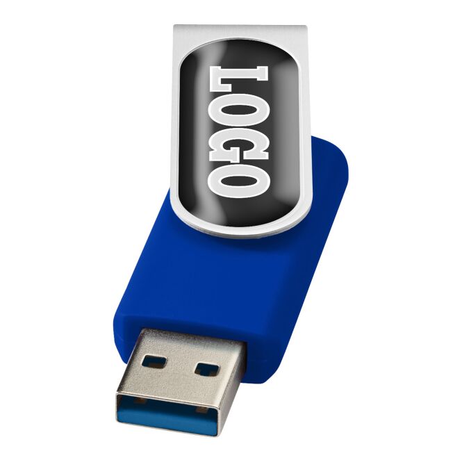 Werbeartikel Rotate USB-Stick 3.0 – royalblau – mit Logo bedruckt für IT-Messen und Datenschutz-Kampagnen