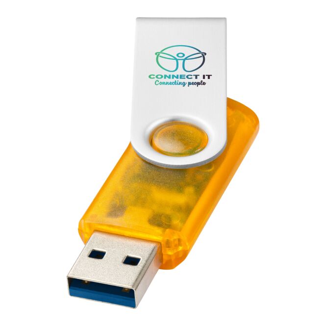 Werbeartikel USB-Stick Rotate 3.0 – orange – mit Logo bedruckt für IT-Messen und schnelle Datenübertragungen