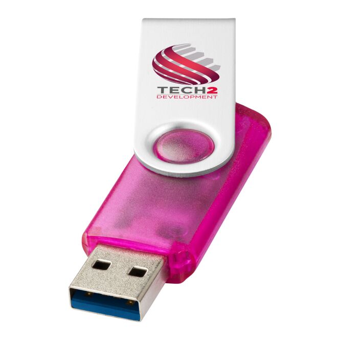 Werbeartikel Rotate USB-Stick – rosa – mit Logo bedruckt 3.0 USB-Stick für Datenschutz-Kampagnen
