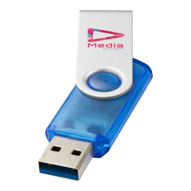 Werbeartikel Rotate USB-Stick 3.0 – blau – mit Logo bedruckt 32 GB USB 3.0 für IT-Messen und Datenschutz-Kampagnen