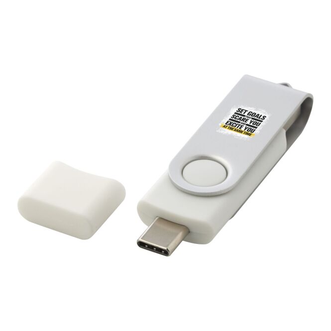 Werbeartikel USB-Stick OTG Rotate Typ-C – weiss – mit Logo bedruckt für IT-Messen und mobile Datenspeicherung