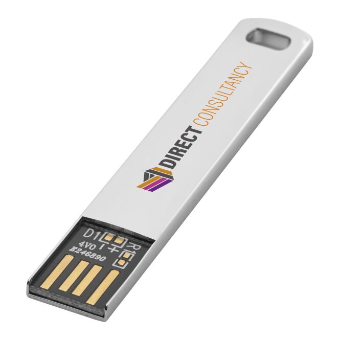 Mitarbeitergeschenk USB-Stick Metall flach – edelstahl grau – mit Gravur für das Mitarbeiter-Onboarding