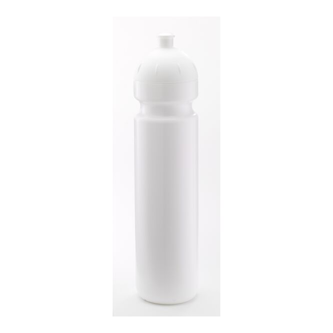 Werbeartikel Bulb Flasche B1 – weiss – mit Logo bedruckt 1000 ml Kunststoff für Sportevents & Turniere