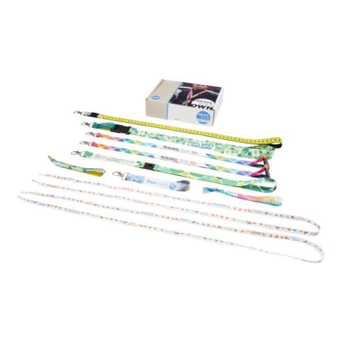 Werbeartikel Schlüsselband Musterbox – weiß – mit Logo bedruckt 1m als Lanyard für Messen und Events