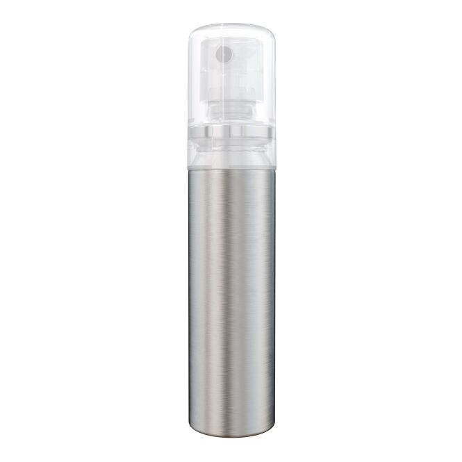 Werbeartikel Spray 20ml – silber – mit 4c Werbedruck aus 100% rPET Aluminium, vegan, made in germany, nachhaltiges Pflegeprodukt