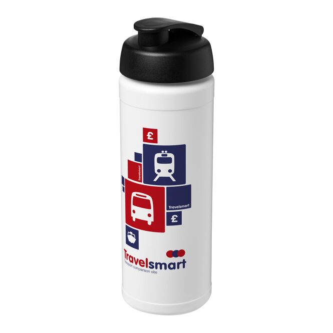 Sport-Werbemittel Sportflasche Baseline® Plus – weiss-schwarz – mit Logo bedruckbar 750 ml auslaufsicher für Sportevents & Turniere