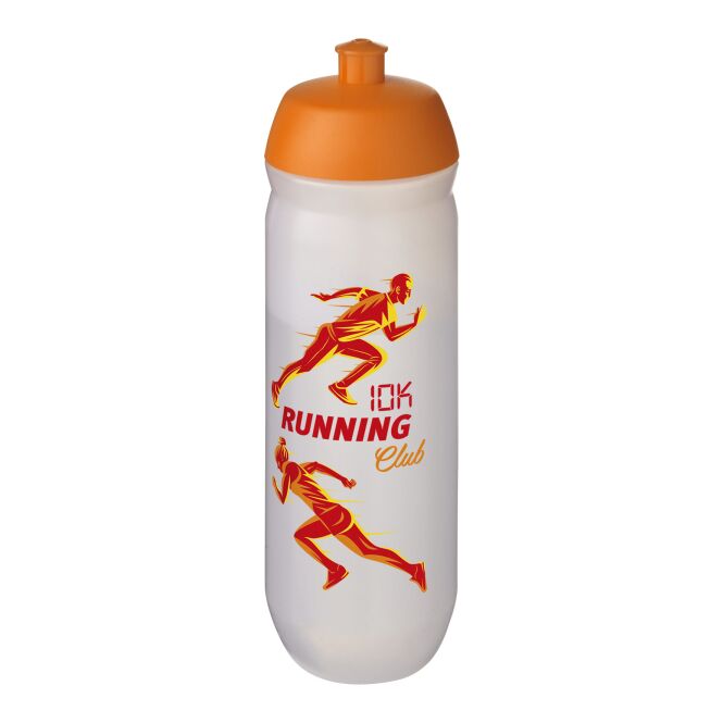 Sport-Werbemittel Sportflasche HydroFlex™ – orange-klar mattiert – mit Logo bedruckt 750 ml MDPE-Kunststoff für Sportevents & Turniere