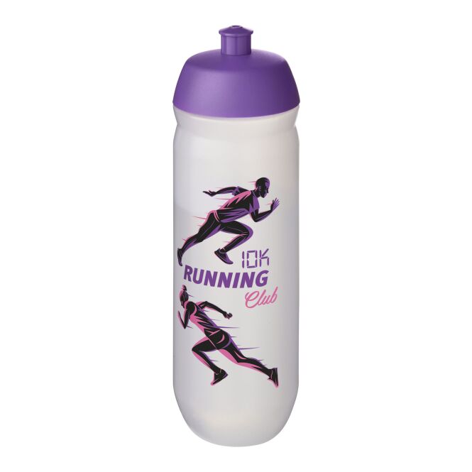Sport-Werbemittel HydroFlex™ Clear – lila-klar mattiert – mit Logo bedruckt 750 ml MDPE-Sportflasche für Sportevents & Turniere