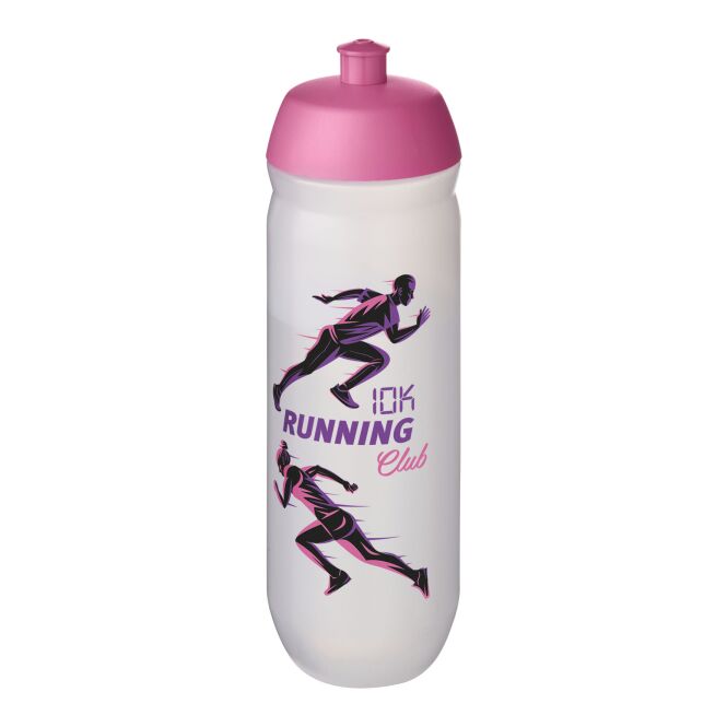 Sport-Werbemittel HydroFlex™ Clear Sportflasche – rosa-klar – mit Logo bedruckt 750 ml aus flexiblem MDPE für Sportevents & Turniere