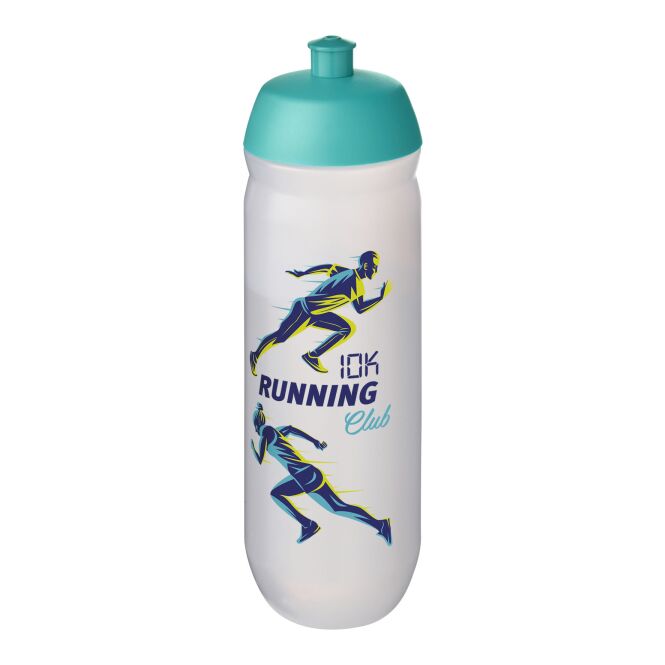 Sport-Werbemittel HydroFlex™ Clear Sportflasche – aquablau-klar – mit Logo bedruckt 750 ml MDPE-Kunststoff auslaufsicher für Sportevents