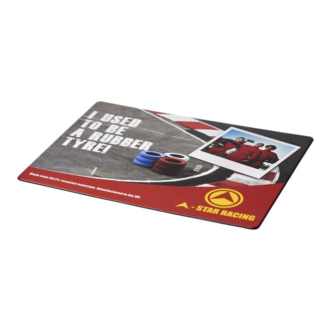 Werbeartikel Brite-Mat® Mousepad – schwarz – mit Logo bedruckt, nachhaltig aus recyceltem Reifenmaterial für die Büroausstattung