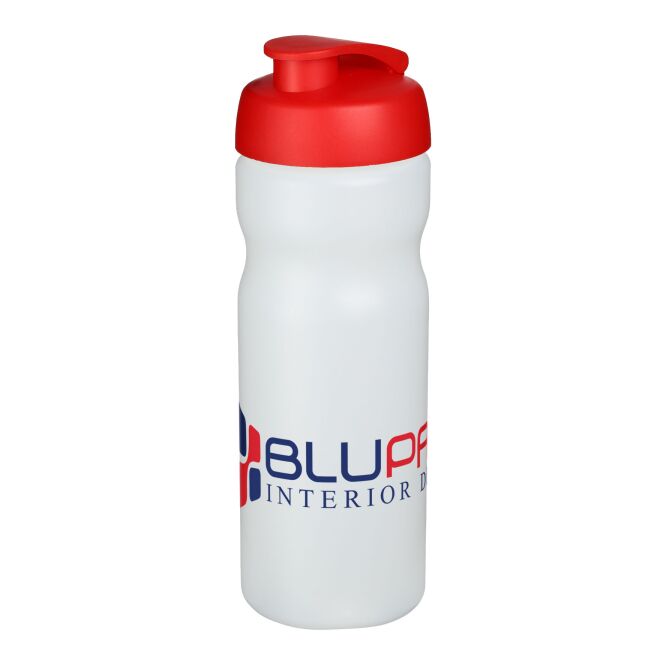 Sport-Werbemittel Baseline® Plus Sportflasche – weiss-rot – mit Logo bedruckt 650 ml auslaufsicher für Sportevents & Turniere