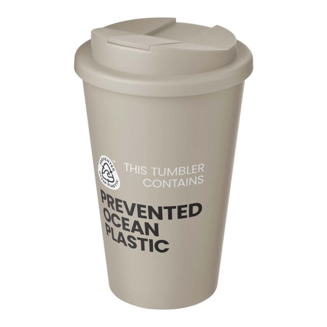Werbeartikel Kaffee to go Becher Americano® POP – sandstone – mit Logo bedruckt 350 ml nachhaltig für das Büro